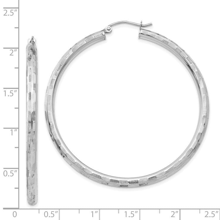 【並行輸入品】14k White Gold Textured Hoop Earringsの画像