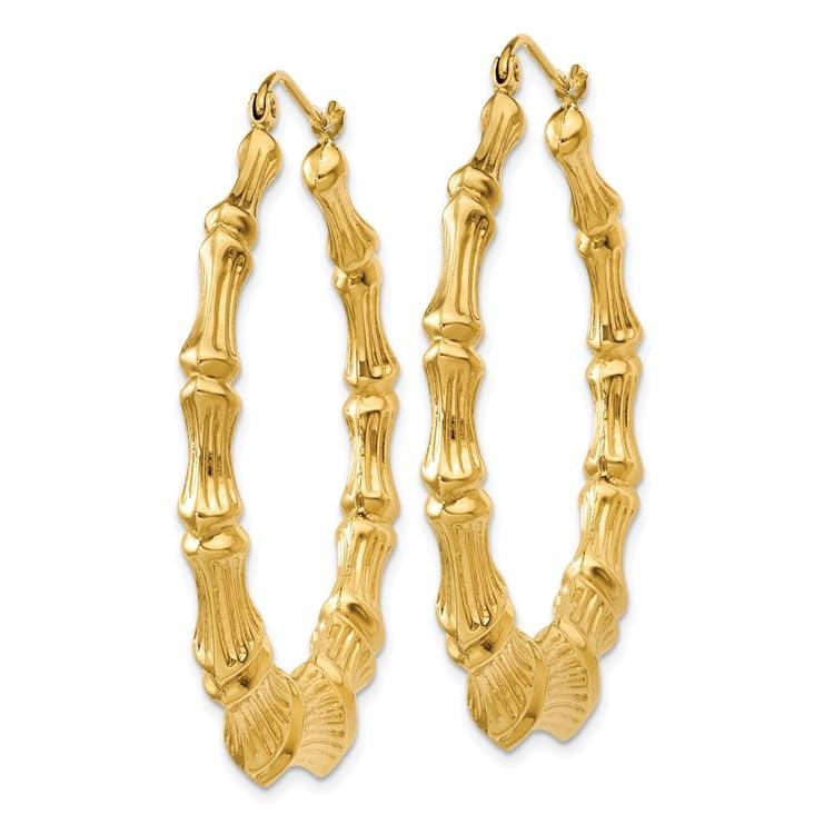 【並行輸入品】14k Yellow Gold Bamboo Hoop Earringsの画像