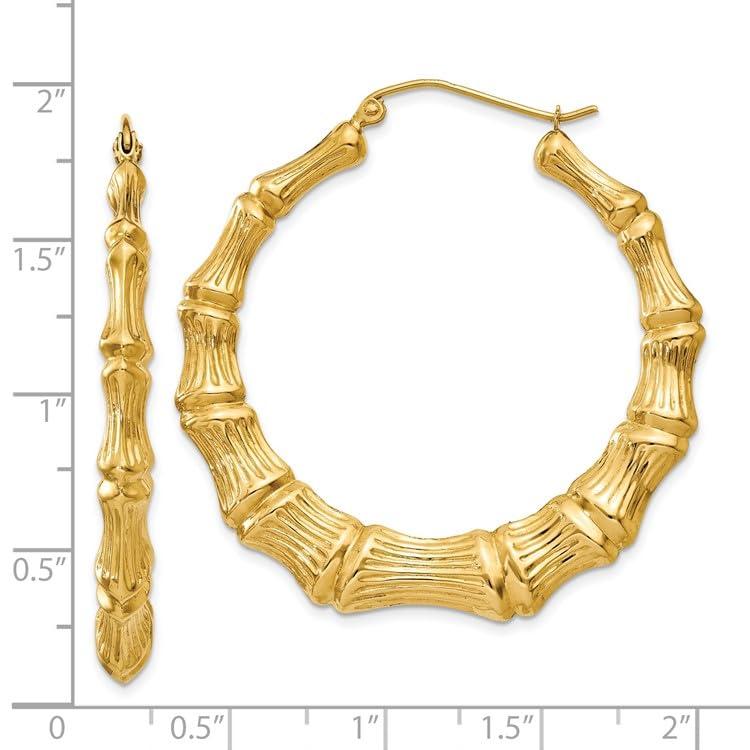 【並行輸入品】14k Yellow Gold Bamboo Hoop Earringsの画像