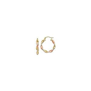 【並行輸入品】14K ツートーン ゴールドとロジウムメッキ ツイストフープイヤリング, One size fits most, 金属, ジェムタの画像