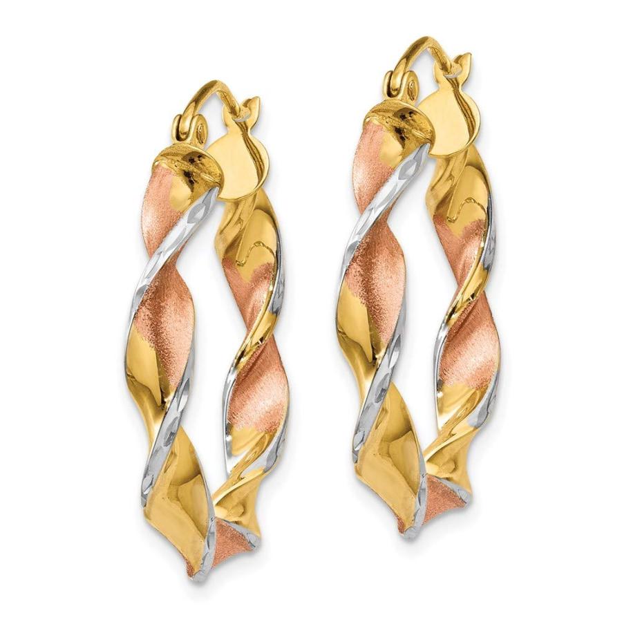 【並行輸入品】14K ツートーン ゴールドとロジウムメッキ ツイストフープイヤリング, One size fits most, 金属, ジェムタの画像