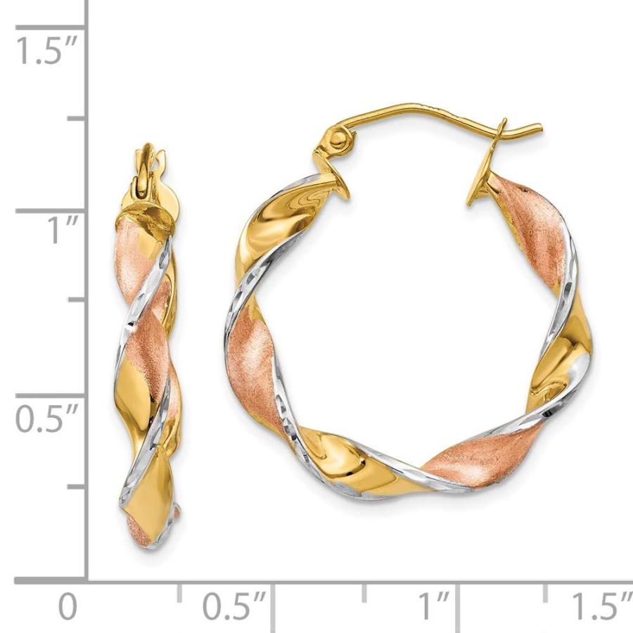 【並行輸入品】14K ツートーン ゴールドとロジウムメッキ ツイストフープイヤリング, One size fits most, 金属, ジェムタの画像