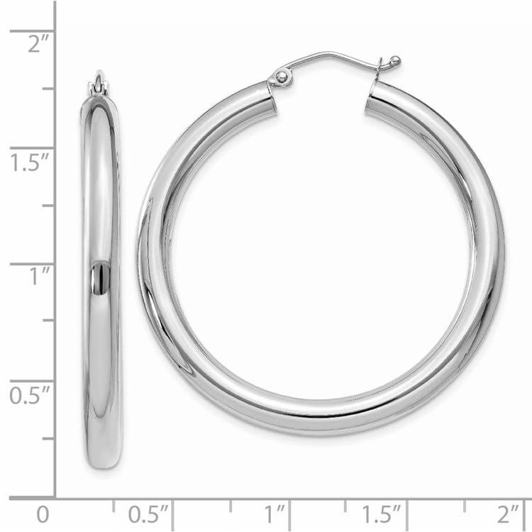 【並行輸入品】14k White Gold 4mm Lightweight Tube Hoop Earringsの画像