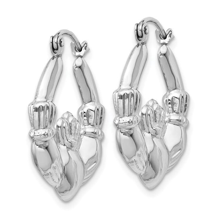 【並行輸入品】14k White Gold Claddagh Hoop Earringsの画像