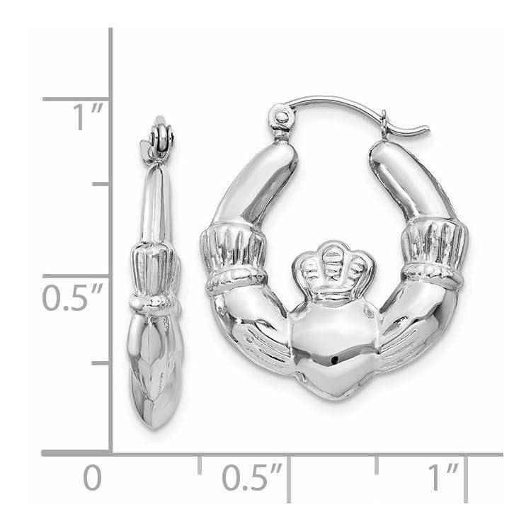 【並行輸入品】14k White Gold Claddagh Hoop Earringsの画像