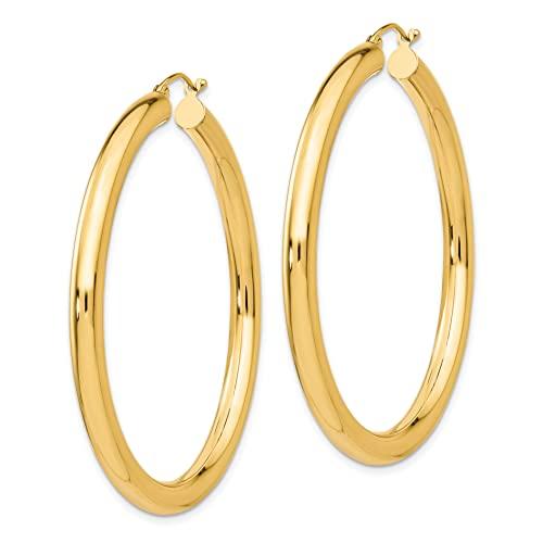 【並行輸入品】10k Yellow Gold 4mm Tube Hoop Earringsの画像