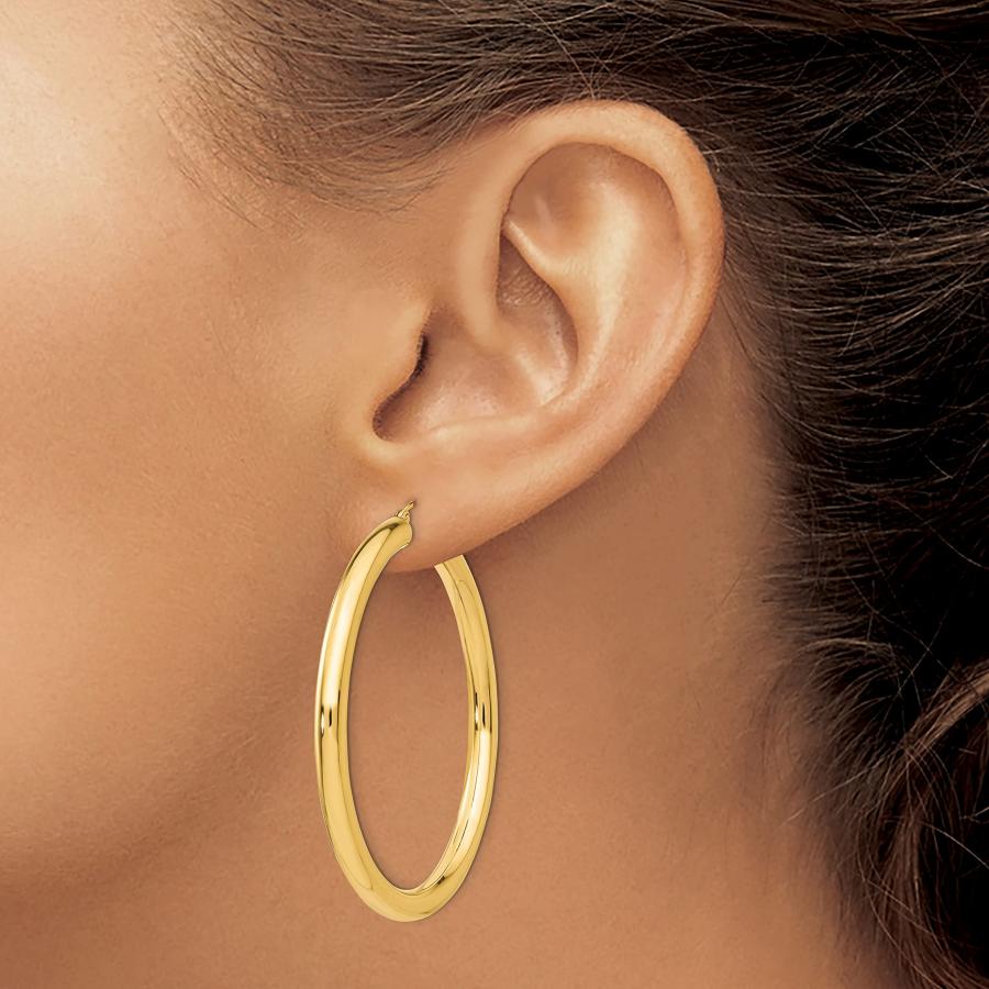 【並行輸入品】10k Yellow Gold 4mm Tube Hoop Earringsの画像