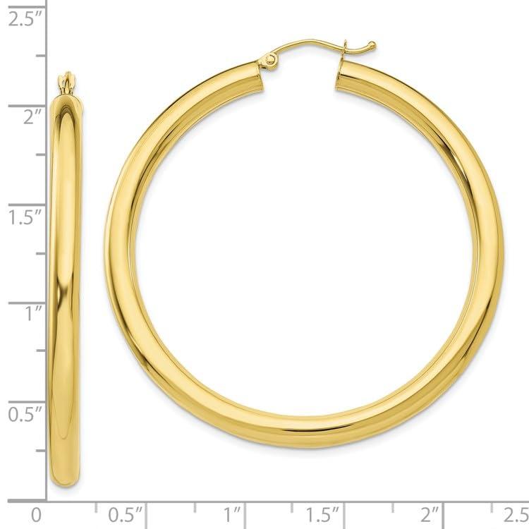 【並行輸入品】10k Yellow Gold 4mm Tube Hoop Earringsの画像