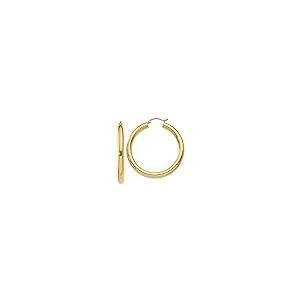 【並行輸入品】14k Yellow Gold 4mm Lightweight Tube Hoop Earringsの画像