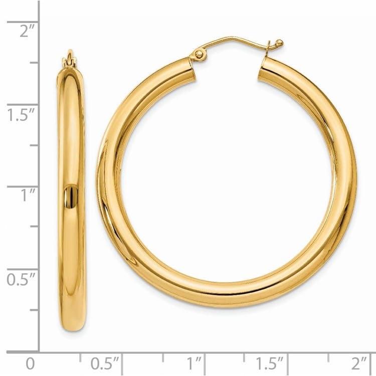 【並行輸入品】14k Yellow Gold 4mm Lightweight Tube Hoop Earringsの画像