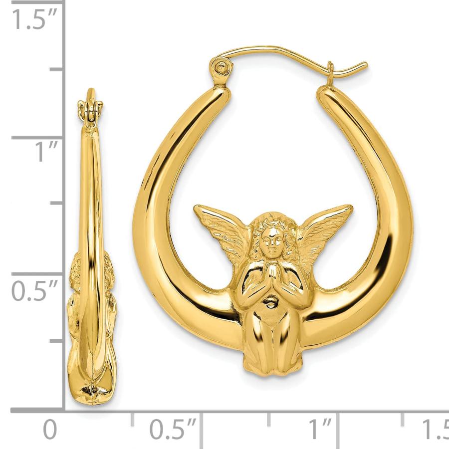 【並行輸入品】10k Yellow Gold Angel Hoop Earringsの画像