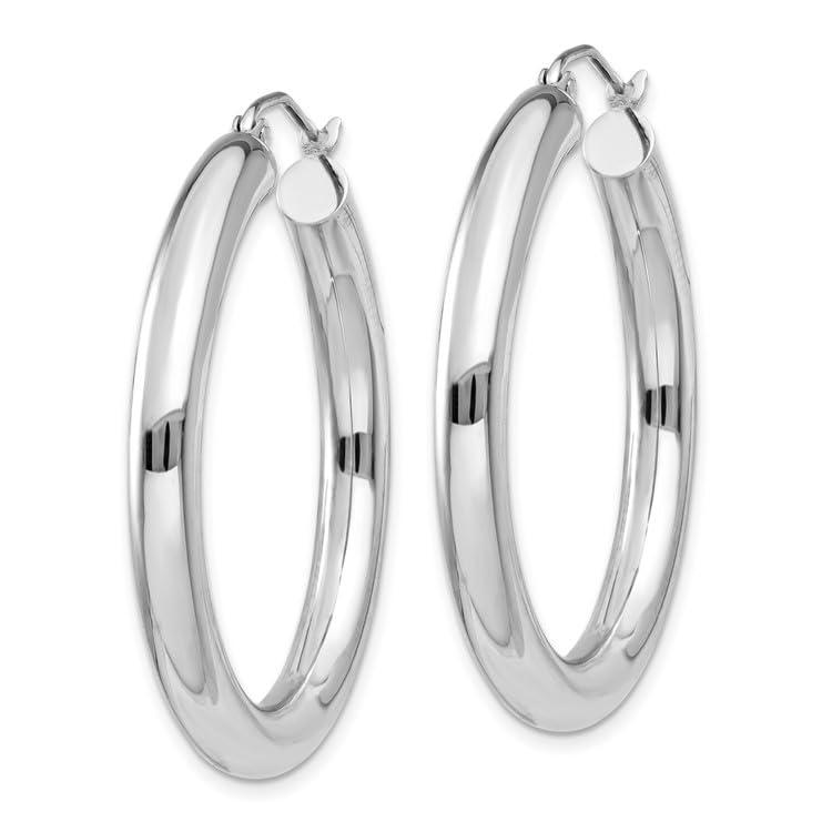 【並行輸入品】14k White Gold 4mm Tube Hoop Earringsの画像