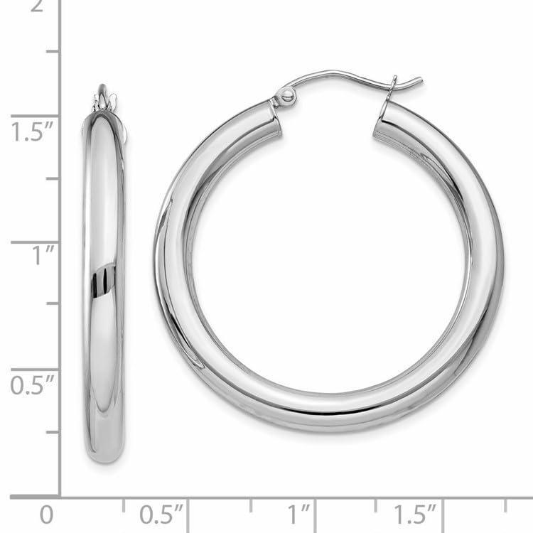 【並行輸入品】14k White Gold 4mm Tube Hoop Earringsの画像