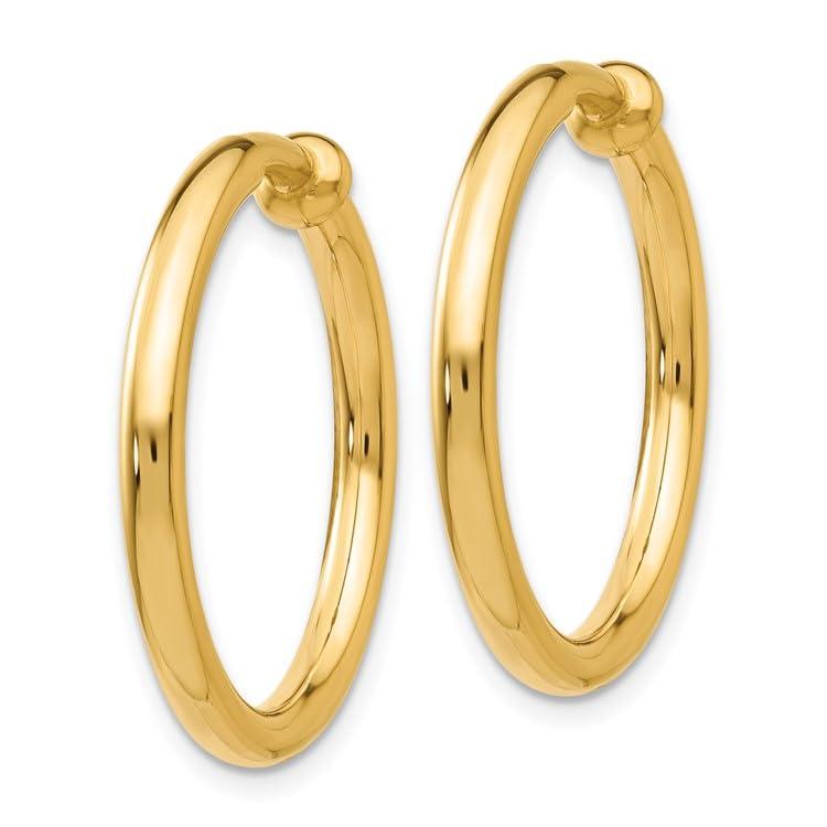 【並行輸入品】14k Yellow Gold Non Pierced Hoop Earrings Earringsの画像