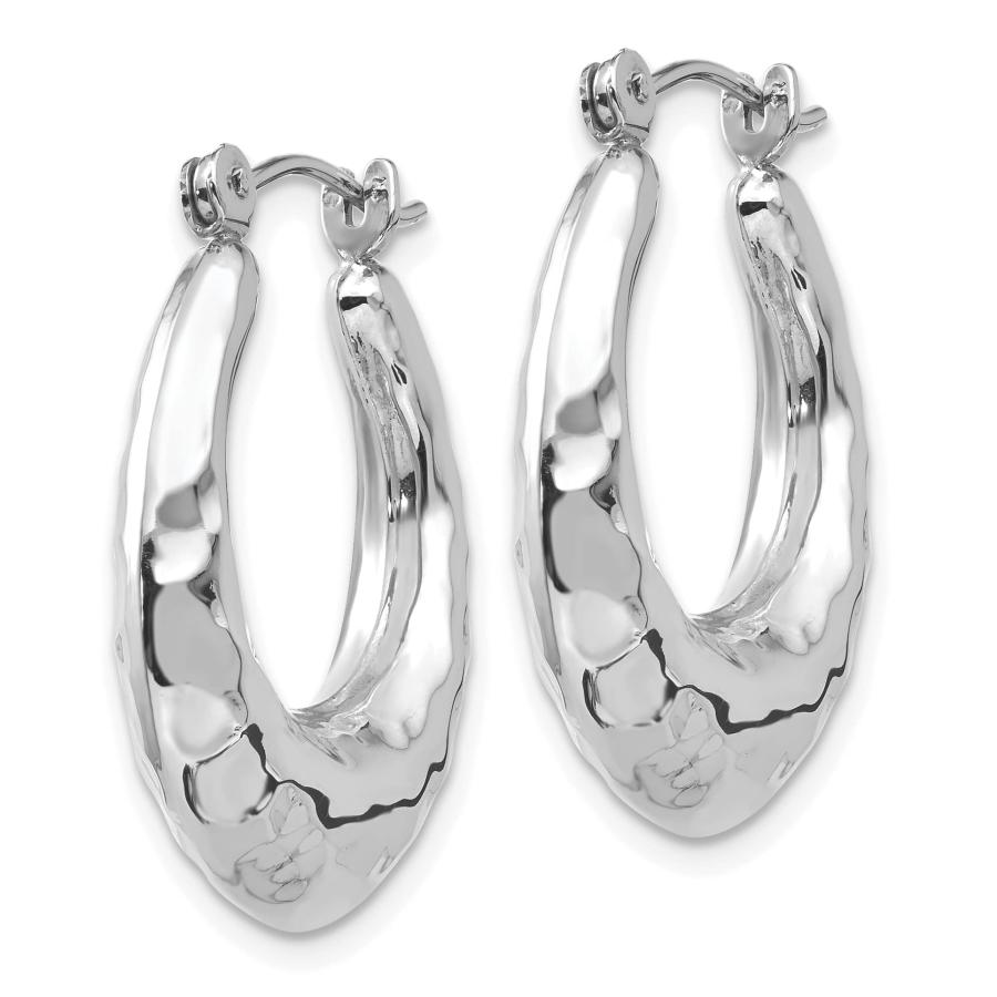 【並行輸入品】14k White Gold Hammered Hoop Earringsの画像
