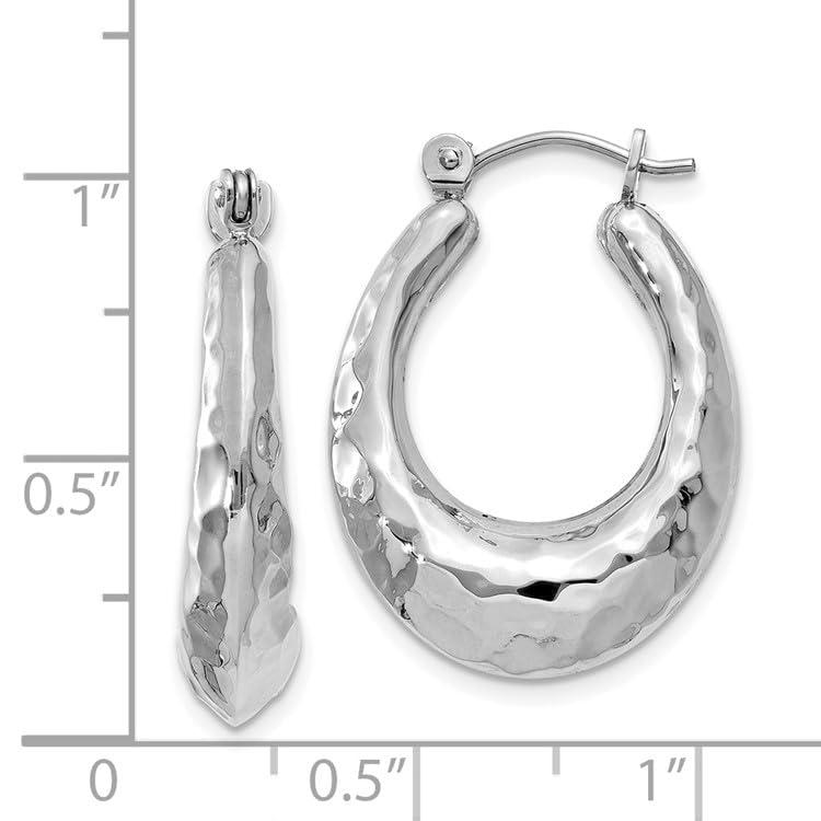【並行輸入品】14k White Gold Hammered Hoop Earringsの画像