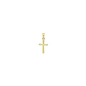 【並行輸入品】14K イエローゴールド 光沢 上品 ミニ 宗教 プレーン シンプル クロス チャーム ペンダント ネックレス， 適用なし， Je_5