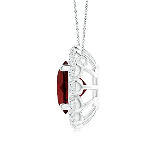 【並行輸入品】Angara Natural Garnet Halo Solitaire Pendant Necklace for Women，_4