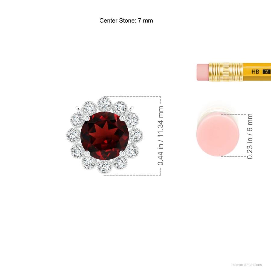 【並行輸入品】Angara Natural Garnet Halo Solitaire Pendant Necklace for Women，_6
