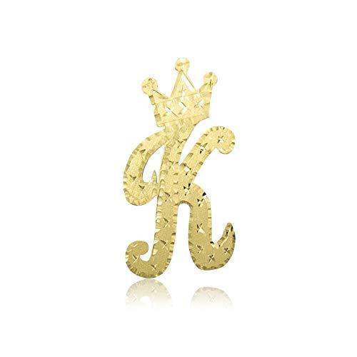 【並行輸入品】10K Solid Yellow Gold Custom Crown Initial Letter Stud Earringsの画像