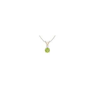 【並行輸入品】ダイヤモンドラウンドペリドットソリテール V ベールペンダント|14Kローズゴールド Angara Natural Peridotの画像