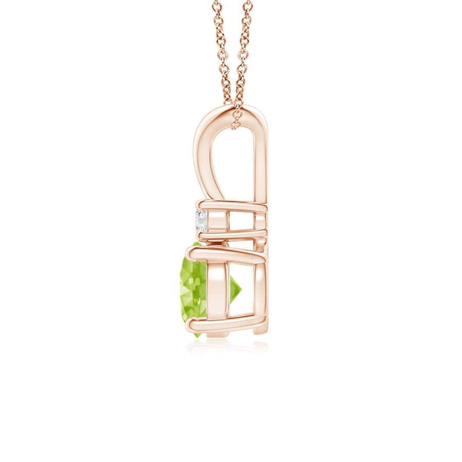【並行輸入品】ダイヤモンドラウンドペリドットソリテール V ベールペンダント|14Kローズゴールド Angara Natural Peridotの画像