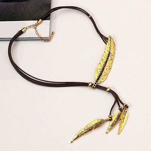 【並行輸入品】Necklaces for Women， Bohemian Rhinestone Feather Pendant Faux Le_7