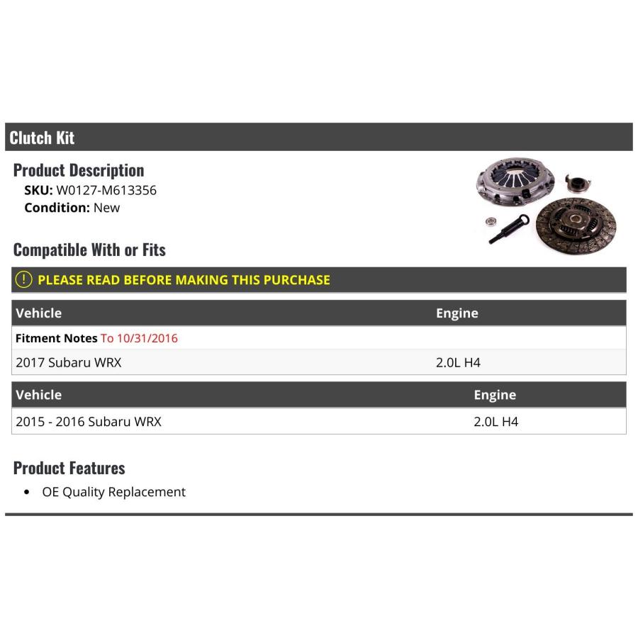 【並行輸入品】Clutch Kit   Compatible with 2015 2017 Subaru WRX 2.0L H4 (Up To_2