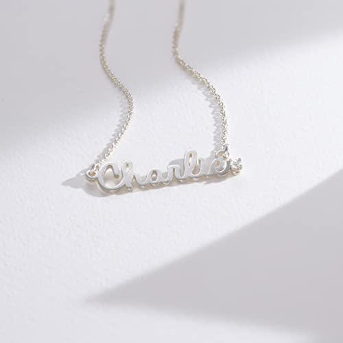 【並行輸入品】MYKA   パーソナライズされた筆記体名ネックレス スターリングシルバー925または18Kゴールド&ローズゴールドメッキ プレシの画像