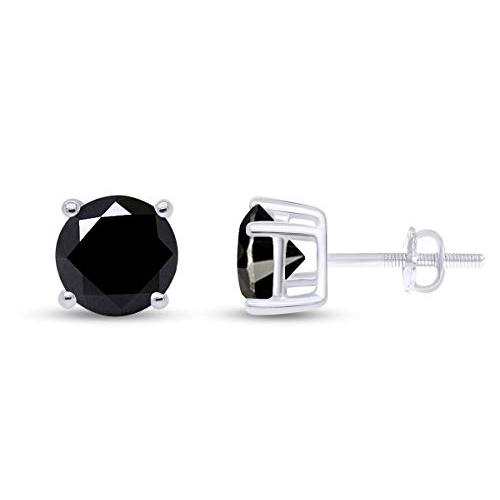 【並行輸入品】IGI Certified 1 1/2 Carat CT Round Cut Black Natural Diamond Scrの画像