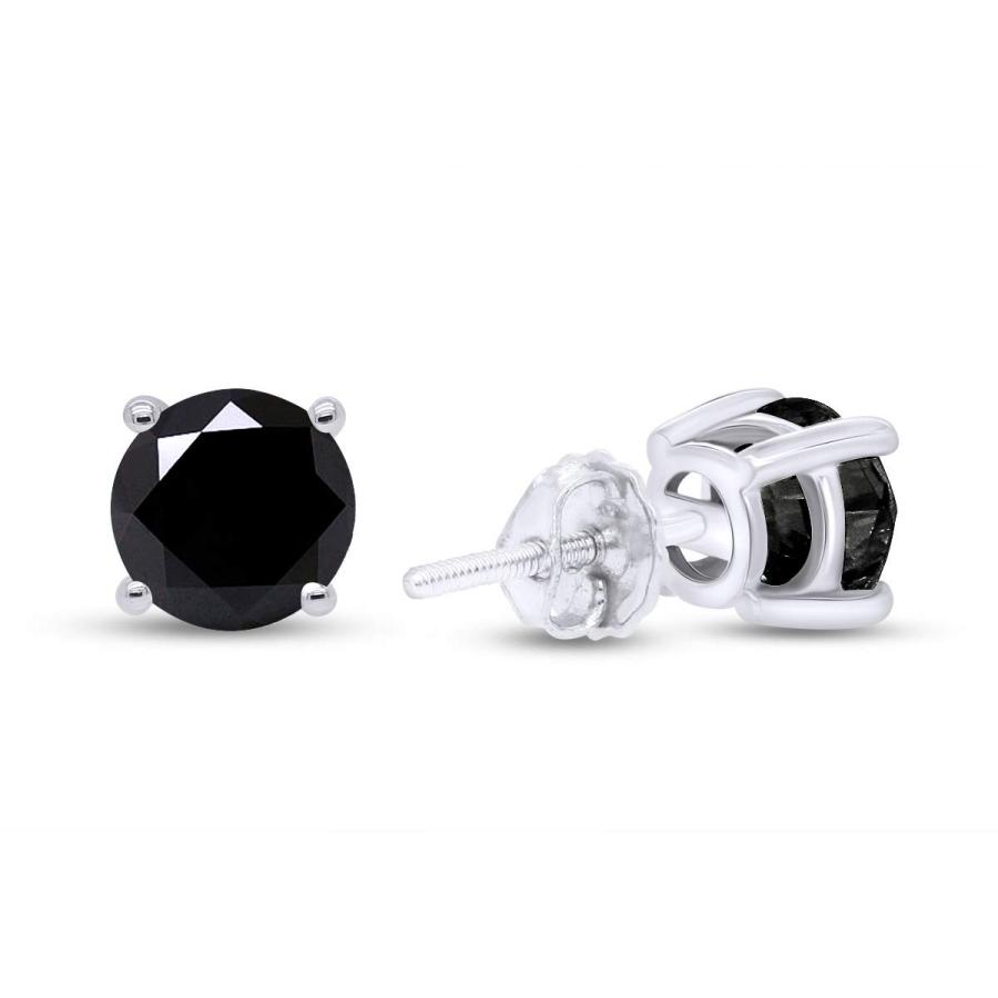 【並行輸入品】IGI Certified 1 1/2 Carat CT Round Cut Black Natural Diamond Scrの画像