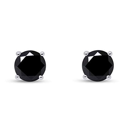 【並行輸入品】IGI Certified 1 1/2 Carat CT Round Cut Black Natural Diamond Scrの画像