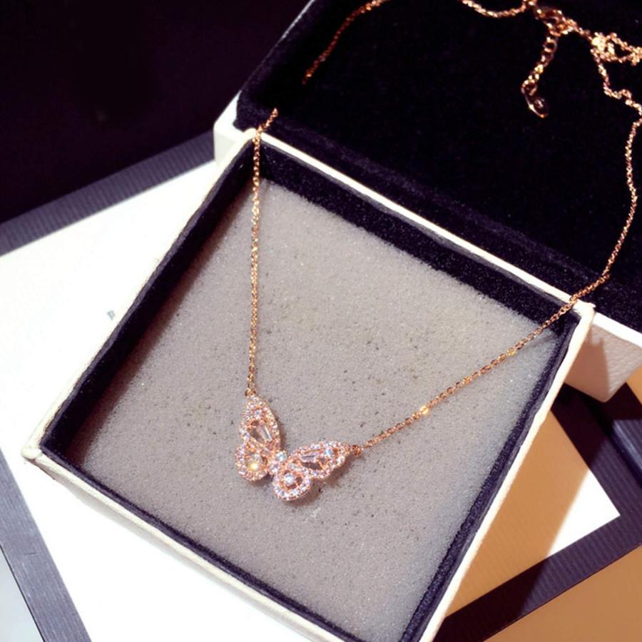 【並行輸入品】D GROEE Women Cubic Zirconia Golden Butterfly Pendant Chain Neck_3
