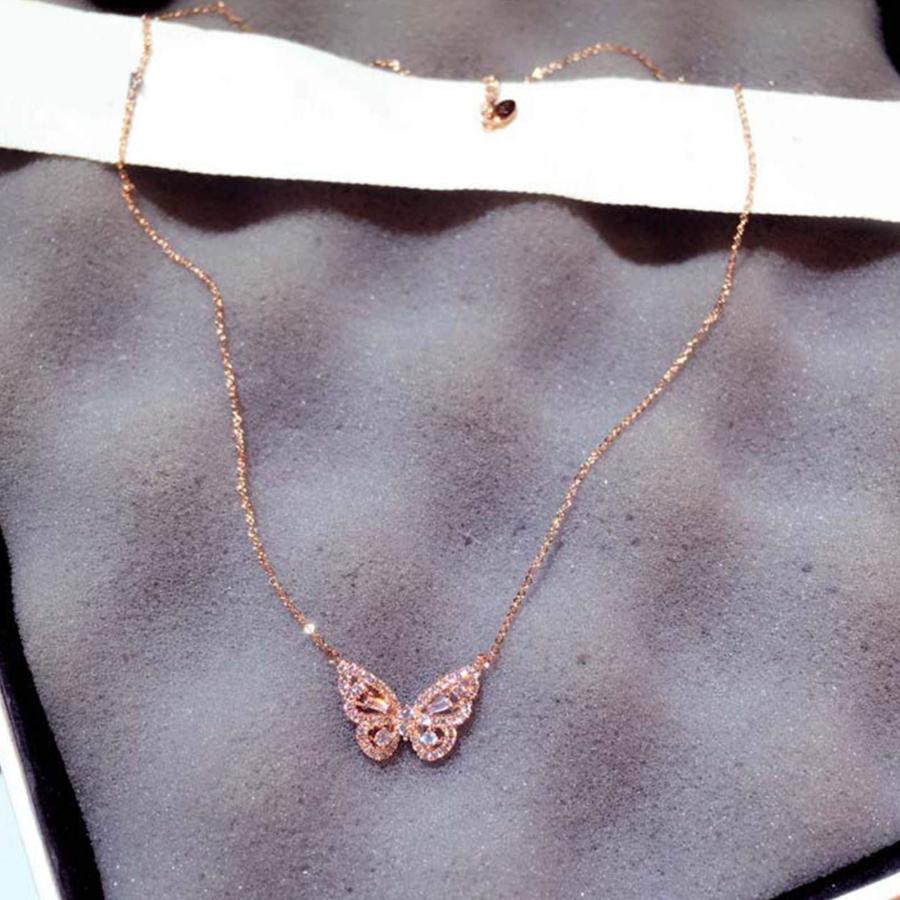 【並行輸入品】D GROEE Women Cubic Zirconia Golden Butterfly Pendant Chain Neck_6