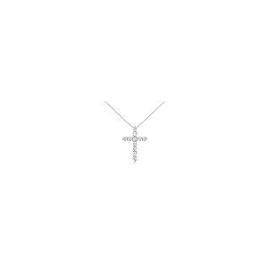 【並行輸入品】ダイヤモンド クロス ペンダント ネックレス (I J I1 I2)   金属タイプとカラット重量から選択, 金属 ジェムストーンの画像