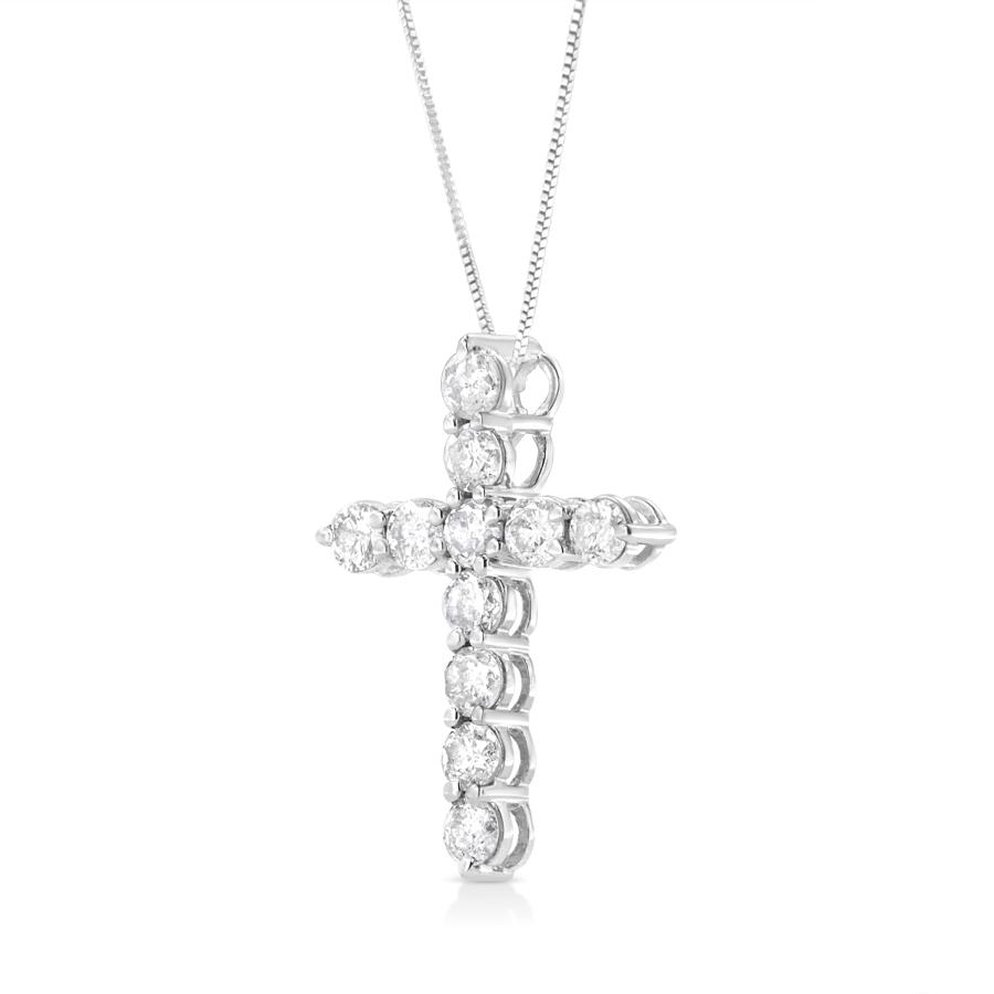 【並行輸入品】ダイヤモンド クロス ペンダント ネックレス (I J I1 I2)   金属タイプとカラット重量から選択, 金属 ジェムストーンの画像