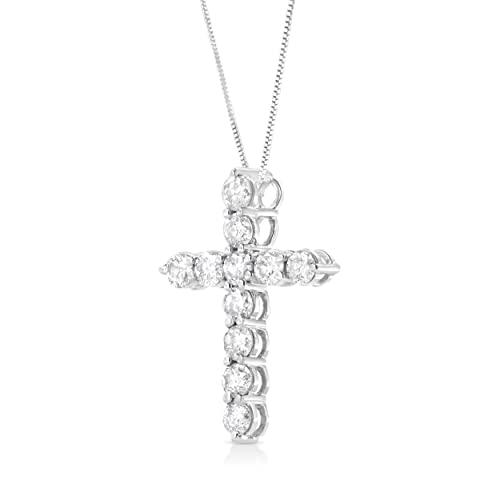【並行輸入品】ダイヤモンド クロス ペンダント ネックレス (I J I1 I2)   金属タイプとカラット重量から選択, 金属 ジェムストーンの画像