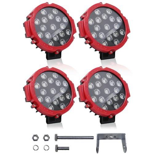 【並行輸入品】ANYTOP 4パック 7インチ 51W LEDラウンドライトバー LEDワークライト フラッドライトポッド オフロード 運転 ルの画像