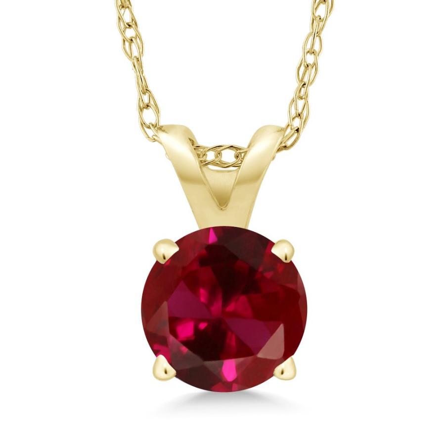 Gem Stone King] 0.6カラット シンセティック ルビー ネックレス 