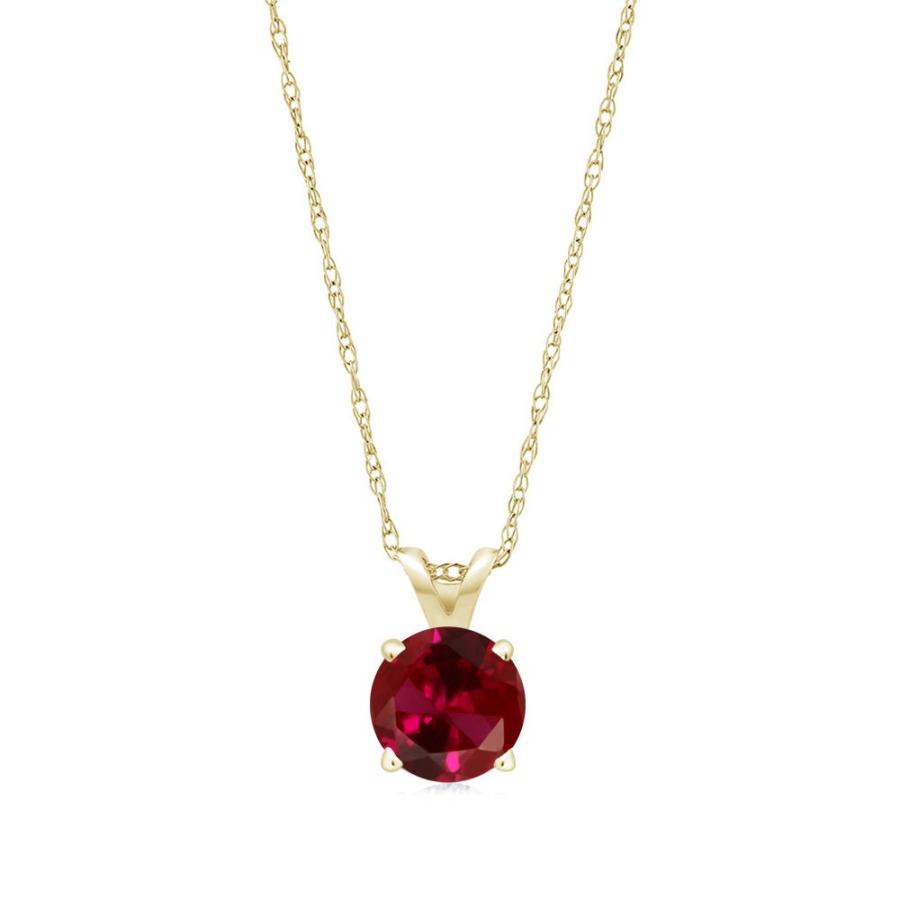 【並行輸入品】[Gem Stone King] 0.6カラット シンセティック ルビー ネックレス レディース 14金 イエローゴールド K14の画像