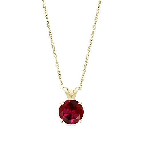【並行輸入品】[Gem Stone King] 0.6カラット シンセティック ルビー ネックレス レディース 14金 イエローゴールド K14の画像