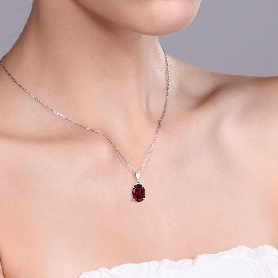 【並行輸入品】[Gem Stone King] 2.02カラット 天然 ロードライトガーネット ネックレス レディース 天然 ダイヤモンド 10の画像