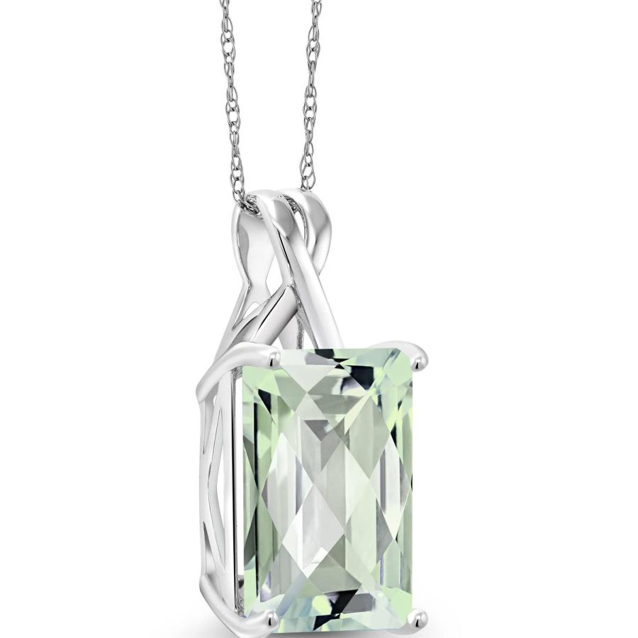 【並行輸入品】[Gem Stone King] 6.6カラット 天然 プラジオライト ネックレス レディース 10金 ホワイトゴールド K10の画像
