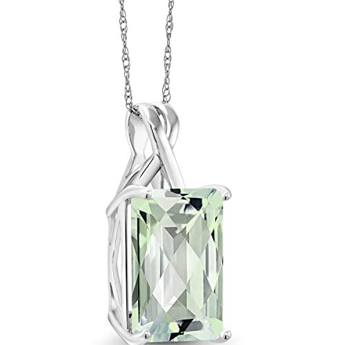 【並行輸入品】[Gem Stone King] 6.6カラット 天然 プラジオライト ネックレス レディース 10金 ホワイトゴールド K10の画像