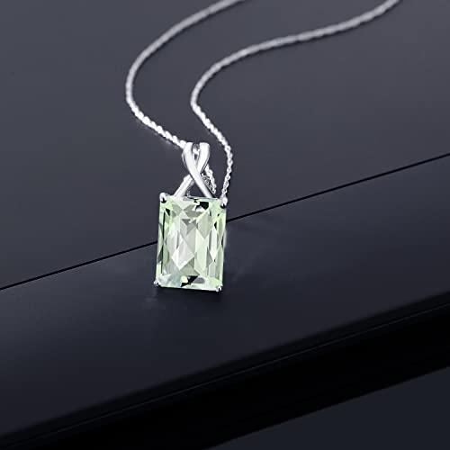 【並行輸入品】[Gem Stone King] 6.6カラット 天然 プラジオライト ネックレス レディース 10金 ホワイトゴールド K10の画像