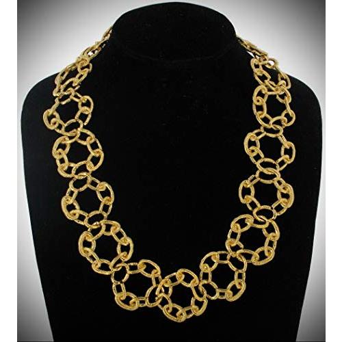 【並行輸入品】Vintage Necklace Big Chunky Yellow Gold Tone Chain Ring Link Col_1