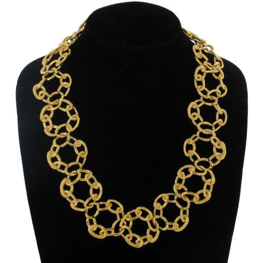 【並行輸入品】Vintage Necklace Big Chunky Yellow Gold Tone Chain Ring Link Col_3