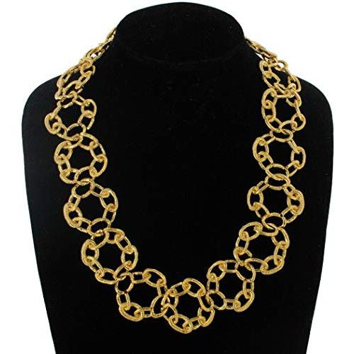 【並行輸入品】Vintage Necklace Big Chunky Yellow Gold Tone Chain Ring Link Col_4