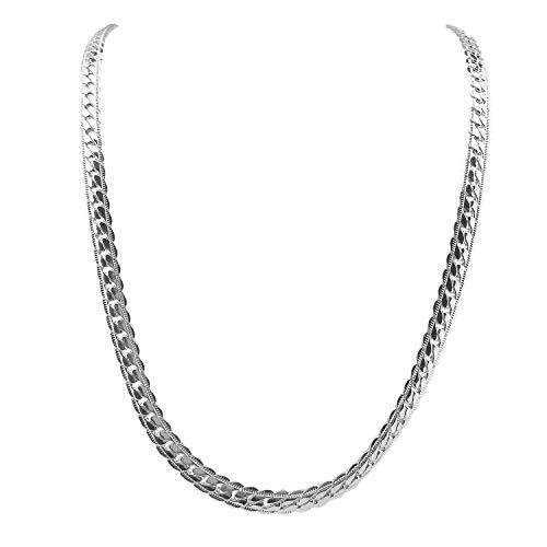 【並行輸入品】ORENTINI 6mm 925スターリングシルバーネックレスリンクチェーン 18インチ ORENTINI 6mm Flat Cuの画像