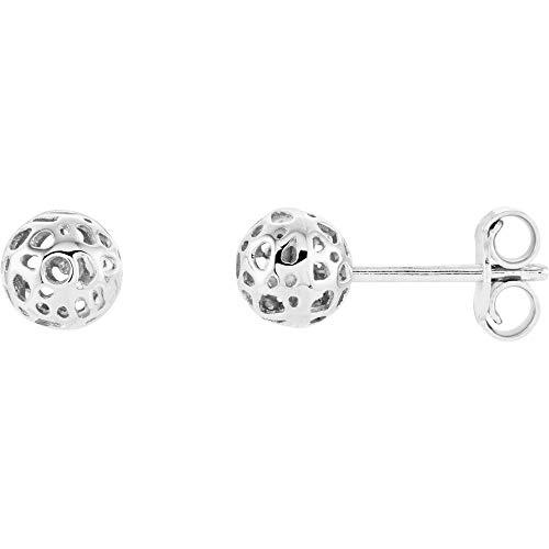 【並行輸入品】Solid 14k White Gold Ball Stud Earrings (Width = 5.5mm)の画像